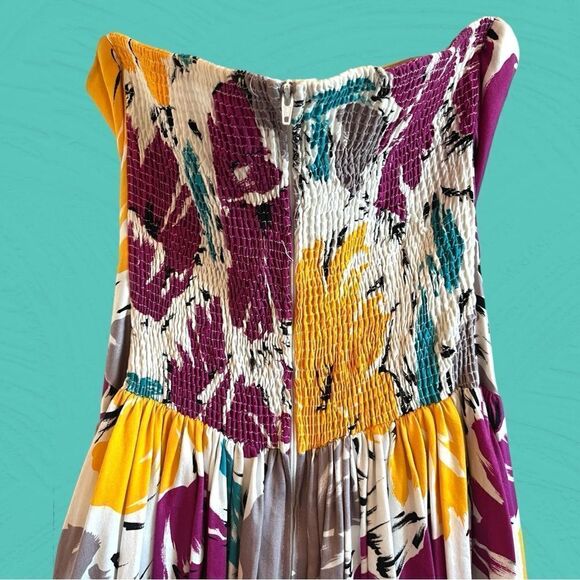 Vintage 80s sweetheart strapless drop waist cotton dress - Picture 10 of 16